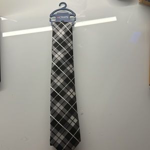 NWT - Boys Chaps Tie Black/White Plaid - 48” in length